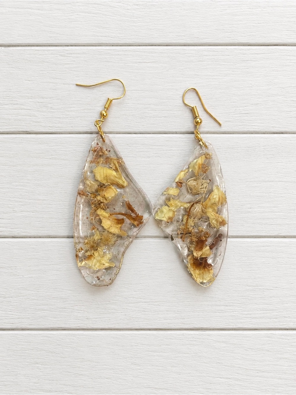Handmade Clear Resin Floral Butterfly Earrings-No Offers
